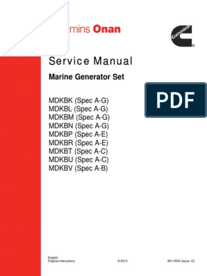 ONAN MDKBM MARINE GENERATOR SET SERVICE REPAIR MANUAL