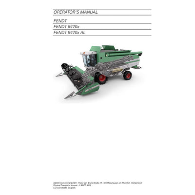 Fendt 8370, 8400 Combine Harvester Operator's Manual