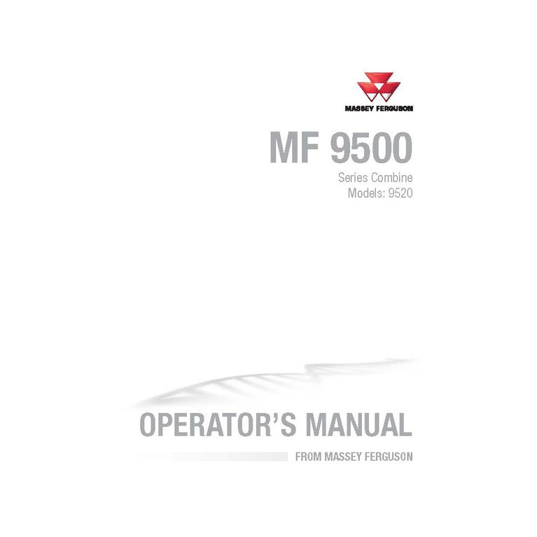 Massey Ferguson MF 9520 Combine Harvester Operator's Manual