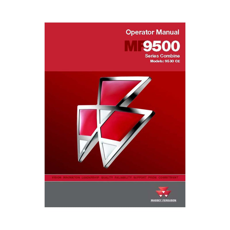 Massey Ferguson MF 9540, 9560 Combine Harvester Operator's Manual