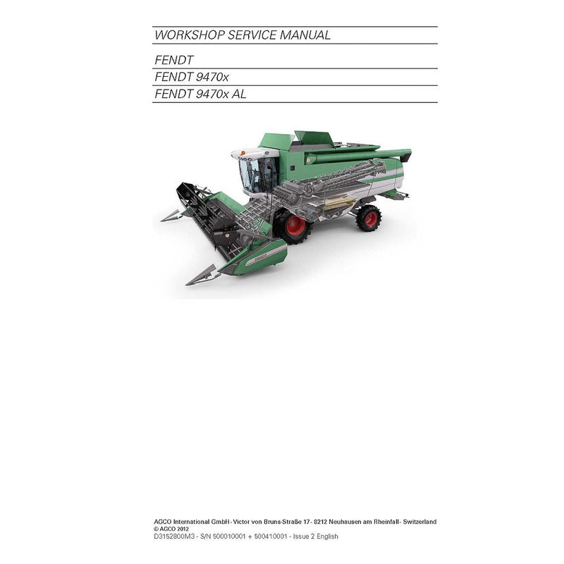 Fendt 9470 Combine Harvester Service Repair Manual