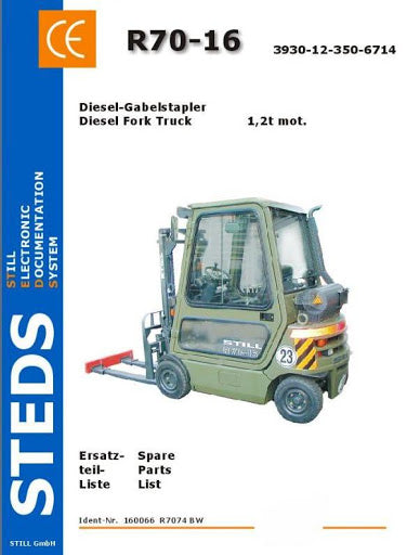 Still R70-16 Military Diesel Forklift Truck Series R7074 BW Spare Parts Manual