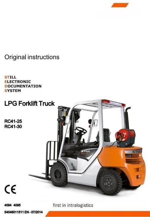 Still RC41-25T, RC41-30T LPG Forklift Truck Series 4094, 4095 Operating and Maintenance Instructions Manual
