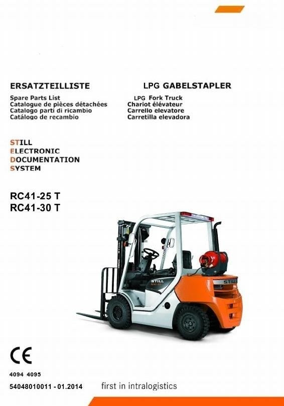 Still RC41-25T, RC41-30T LPG Forklift Truck Series 4094, 4095 Spare Parts Manual