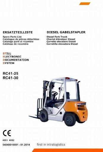 Still RC41-25, RC41-30 Diesel Forklift Truck Series 4091, 4092 Spare Parts Manual