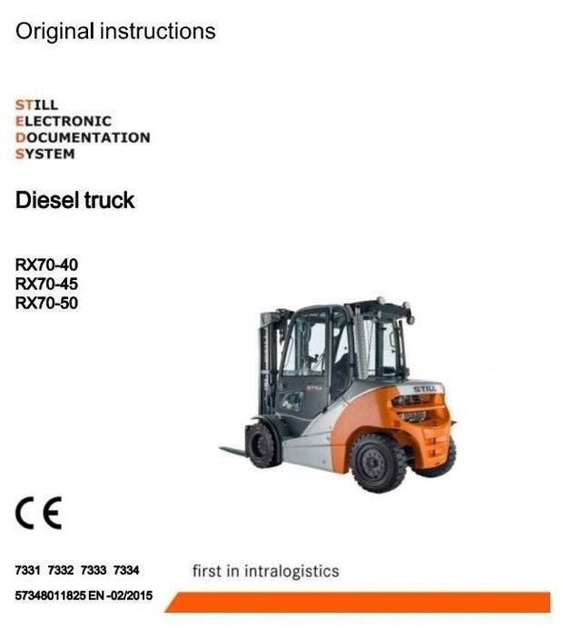 Still RX70-40D, RX70-45D, RX70-50D Diesel Forklift Truck Series 7331, 7332, 7333, 7334 Parts Manual