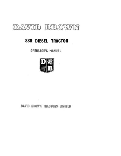 Case IH Tractor David Brown 880 Diesel Operator’s Manual TP613