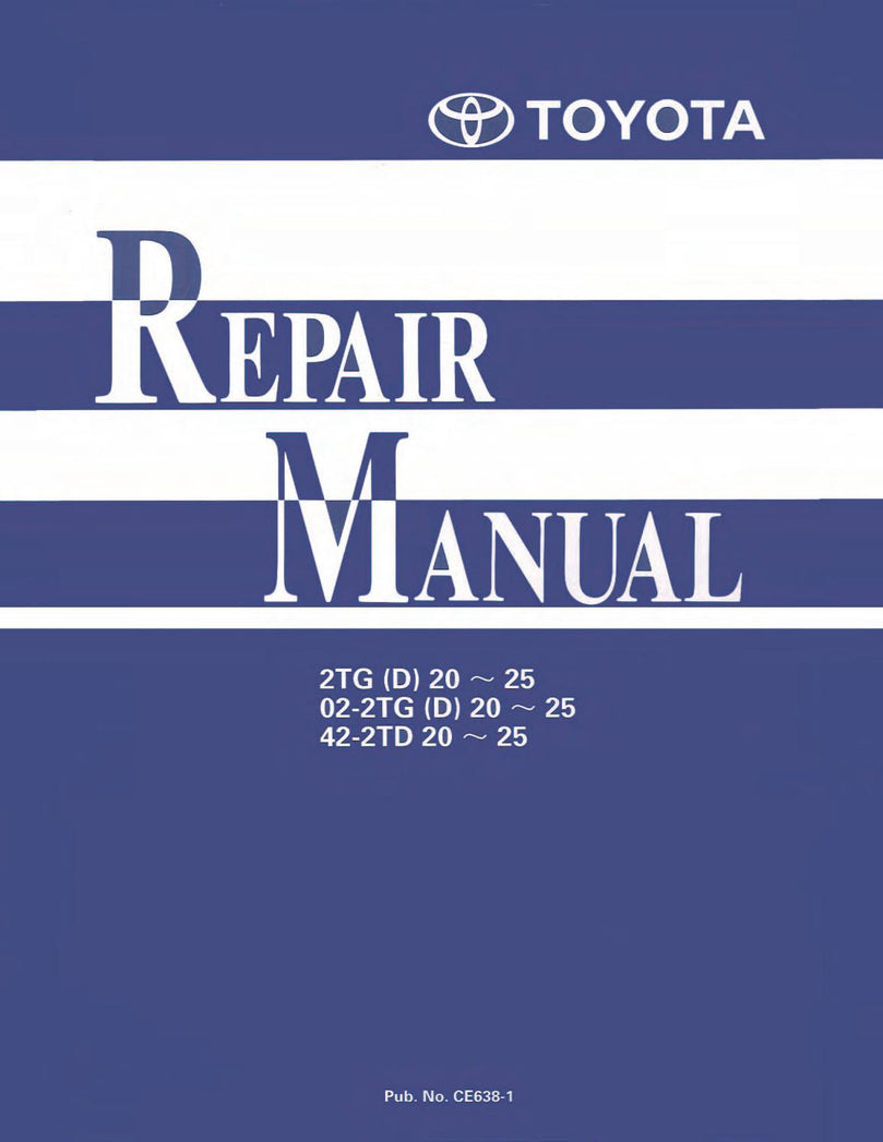 Toyota 2TD20, 2TD25, 2TG20, 2TG25 Towing Tractor Workshop Service Repair Manual (CE638-1)