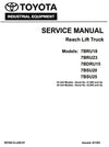 Toyota 7BDRU15, 7BRU18, 7BRU23, 7BSU20, 7BSU25 Reach Truck Workshop Service Repair Manual (CL220-01)