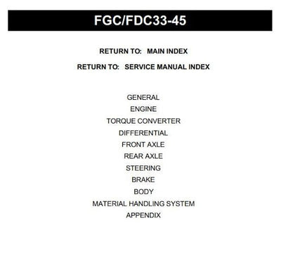 Toyota FDC33, FGC33, FDC35, FGC35, FDC40, FGC40, FDC45, FGC45 Forklift Truck Service Repair Manual