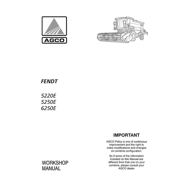 Fendt 5220E, 5250E, 6250E Combine Harvester Workshop Service Repair Manual