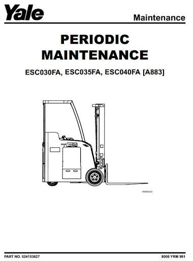 Yale ESC030FA, ESC035FA, ESC040FA Electric Forklift Truck A883 Series Workshop Service Repair Manual