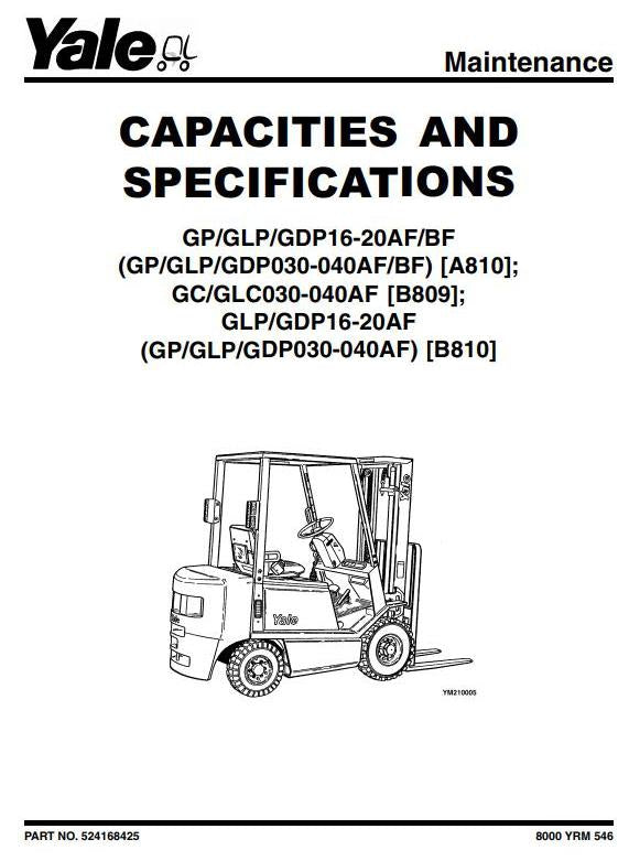 Yale GDP030AF, GDP040AF Diesel Forklift Truck B810 Series Workshop Service Repair Manual