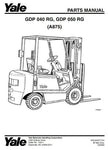 Yale GDP040RG, GDP050RG Diesel Forklift Truck A875 Series Parts Manual (USA)