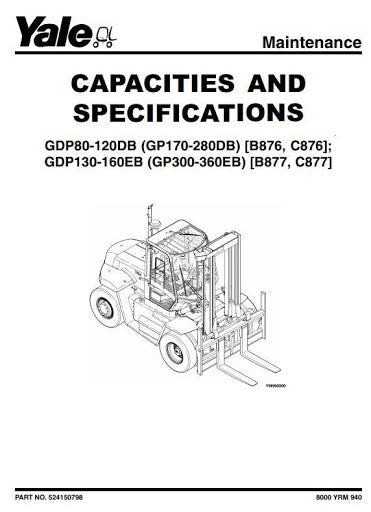 Yale GDP170DB, GDP190DB, GDP210DB, GDP230DB, GDP250DB, GDP280DB Lift Truck B876 Series Service Repair Manual