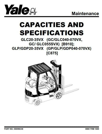 Yale GDP GLP GP 040VX 050VX 060VX 070VX Diesel LPG Forklift Truck C875 Series Service Repair Manual Yale GDP GLP GP 040VX 050VX 060VX 070VX Diesel LPG Forklift Truck C875 Series Service Repair Manual
