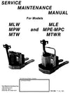 Yale MCW, MEW, MLE, MLW, MPW, MTW, MTWR, 040, 060 Pallet Truck Workshop Service Maintenance Manual