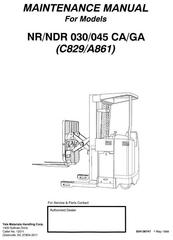 Yale NDR030GA, NDR045GA, NR030GA, NR045GA Narrow Aisle Reach Truck A861, C829 Series Service Repair Manual