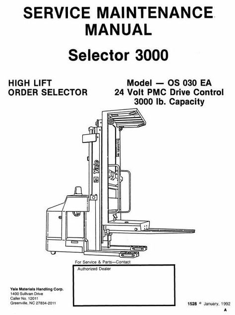 Yale OS030EA High Lift Order Selector Workshop Service Maintenance Manual