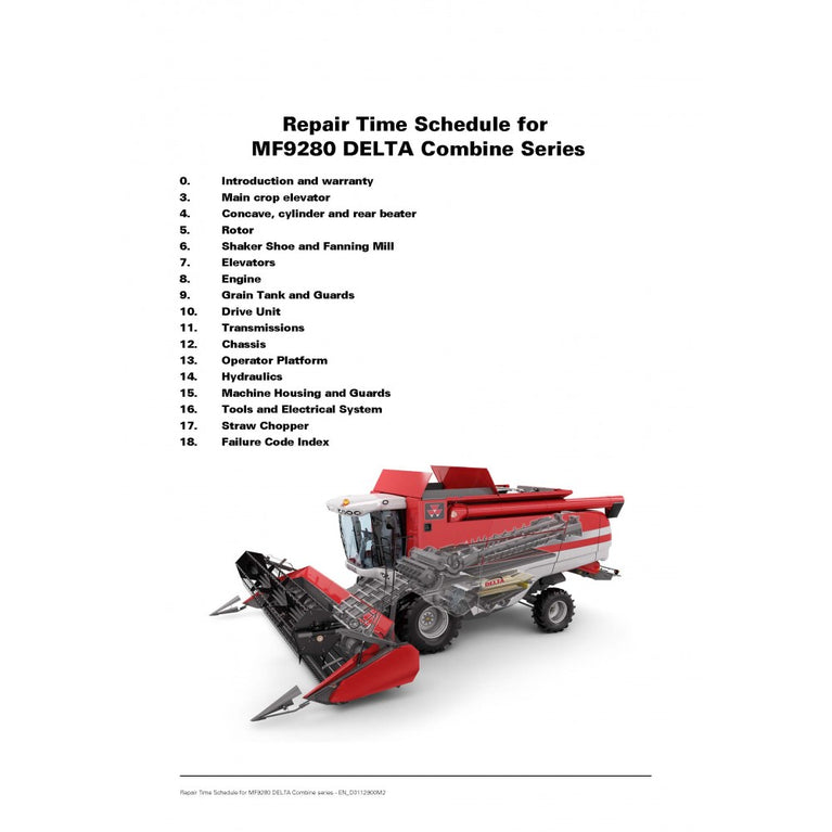 Massey Ferguson MF DELTA 9280 Combine Harvester Service Repair Manual